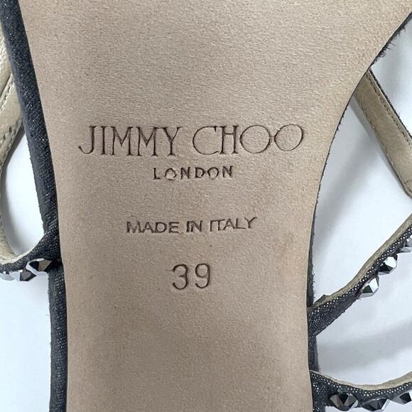 Jimmy Choo Lynn Star Crystal Embellished Suede Sandals Size EU 39 - Picture 7 of 12